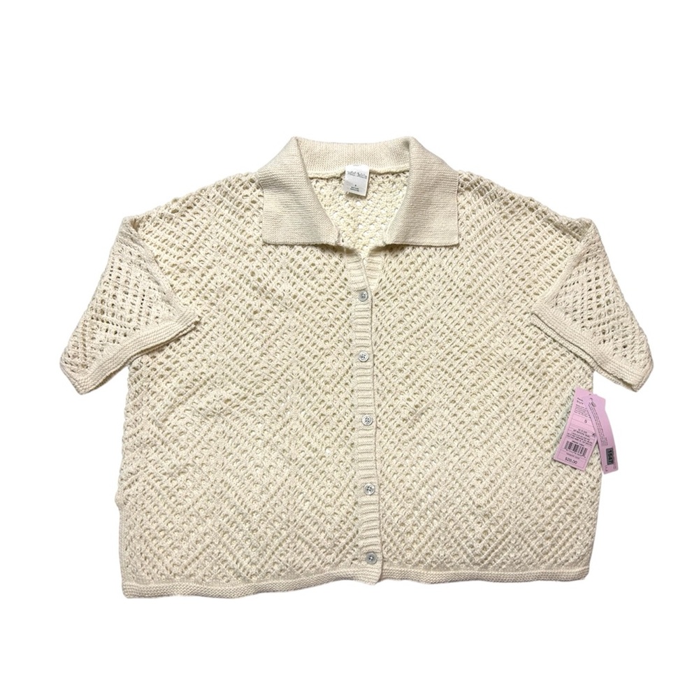 Wild Fable Cream Knit Button-Up Top